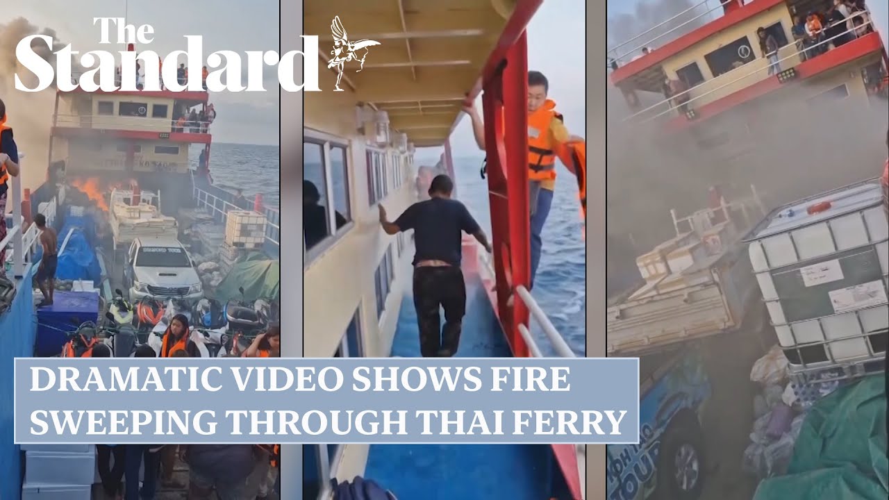 Dramatic video shows fire sweeping through Thai ferry