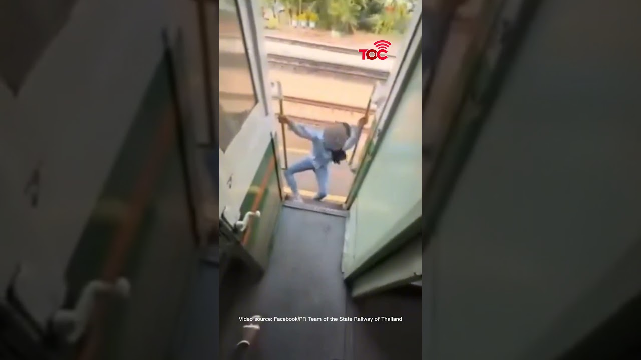 Woman's head struck by a pole while leaning out of train for social media content