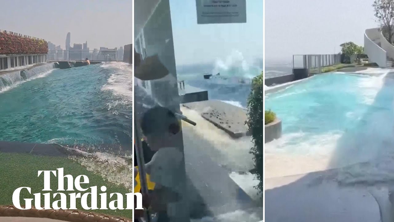 Water spills from Bangkok skyscraper pools as Myanmar earthquake hits