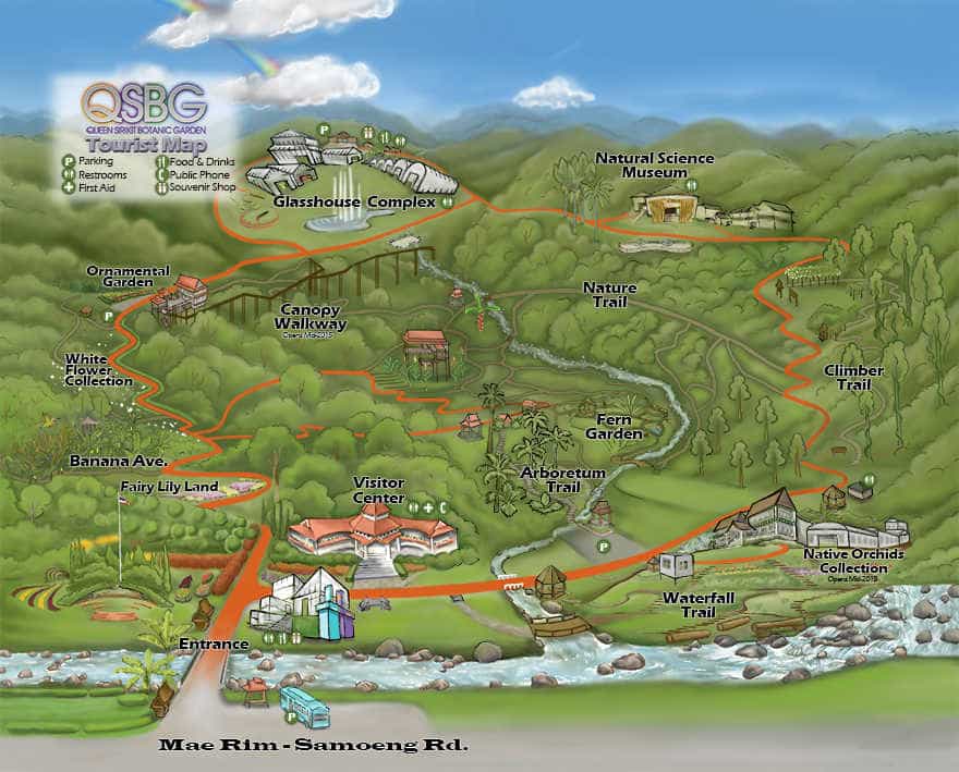 Le jardin botanique de la reine Sirikit à Chiang Mai 4 Carte du jardin botanique de la reine Sirikit à Chiang Mai