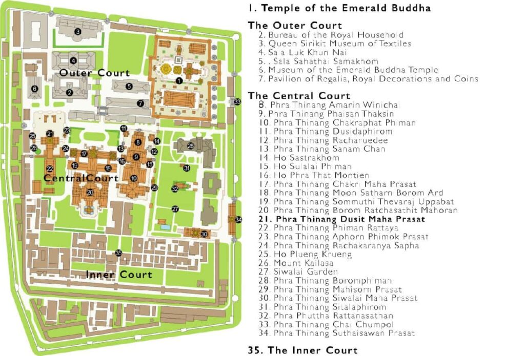 Le Grand Palais (Palais Royal) et le Bouddha d'Émeraude à Bangkok 7 Carte Grand Palais Bangkok