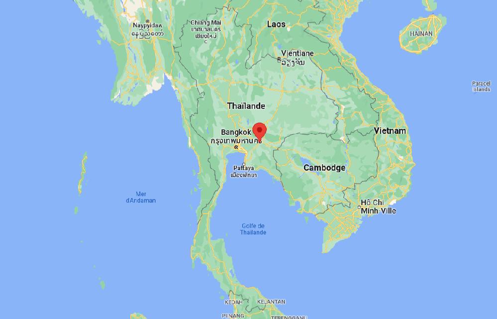 Prachin Buri sur une carte de Thaïlande