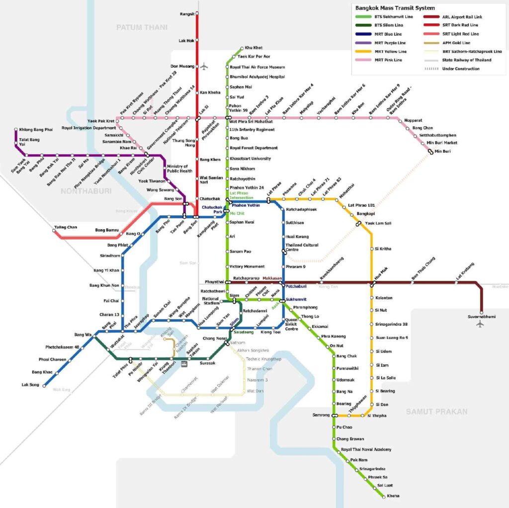 Carte BTS et MRT Bangkok