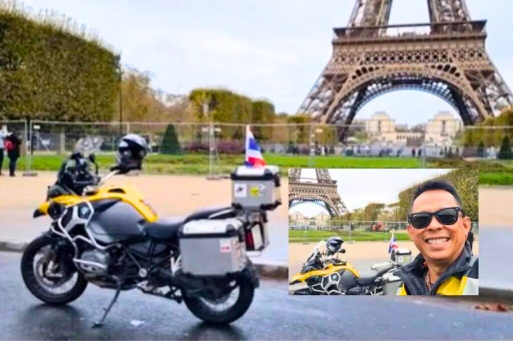 Un Thaïlandais fait le trajet de la Thaïlande à la France à moto