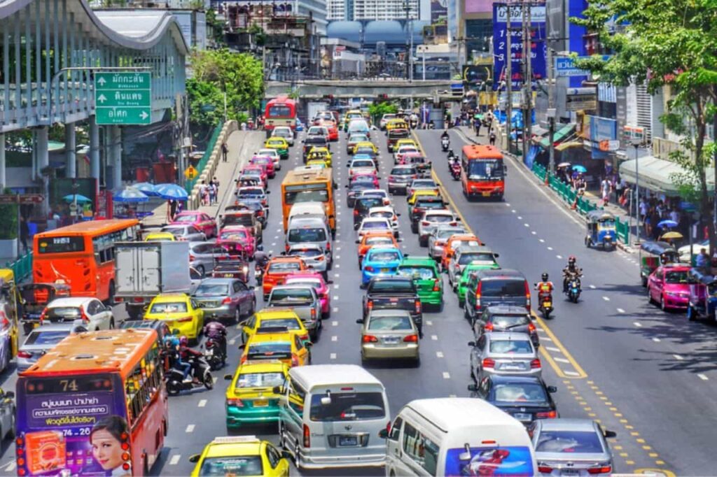 Traffic on a road in Thailand