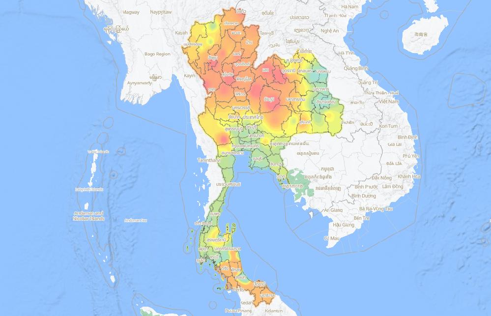 Niveau de pollution de l'air dangereux dans 48 des 77 provinces de Thaïlande