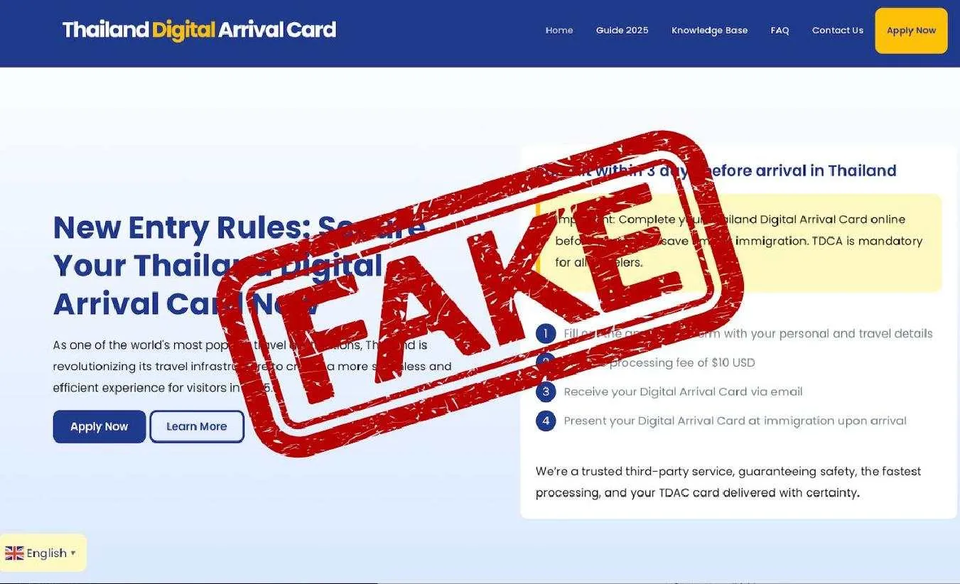 Thaïlande : des touristes piégés par de faux sites de cartes d'arrivée numérique 4 Thaïlande : des touristes piégés par de faux sites de cartes d'arrivée numérique