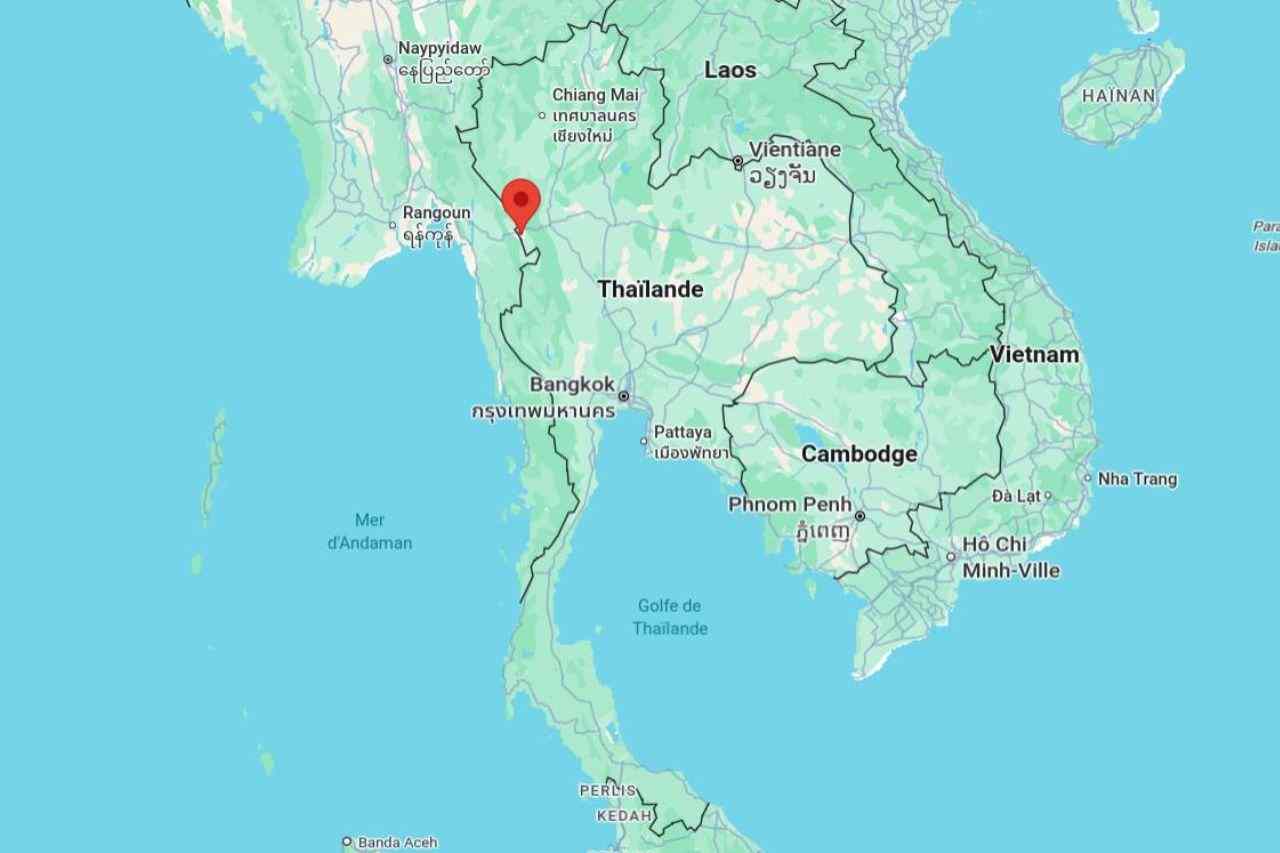 Situation de Mae Sot sur une carte de Thaïlande
