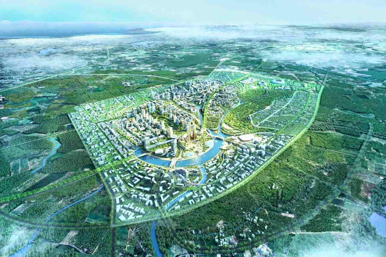 Illustration conceptuelle du projet EEC Capital City (EECiti), future ville intelligente du corridor économique oriental près de Pattaya