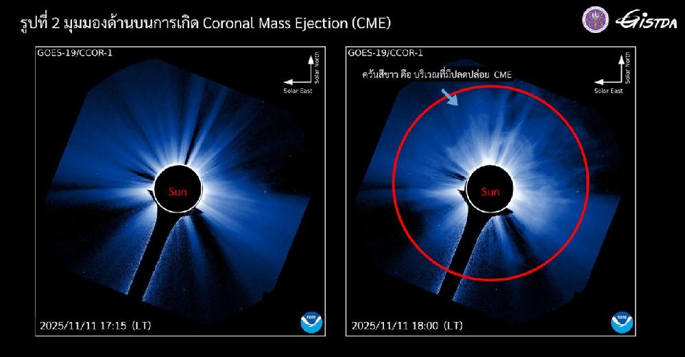 Une puissante tempête solaire frappe la Terre, la Thaïlande peu exposée 5 Éjection de masse coronale lors de la tempête solaire du 19 janvier 2026