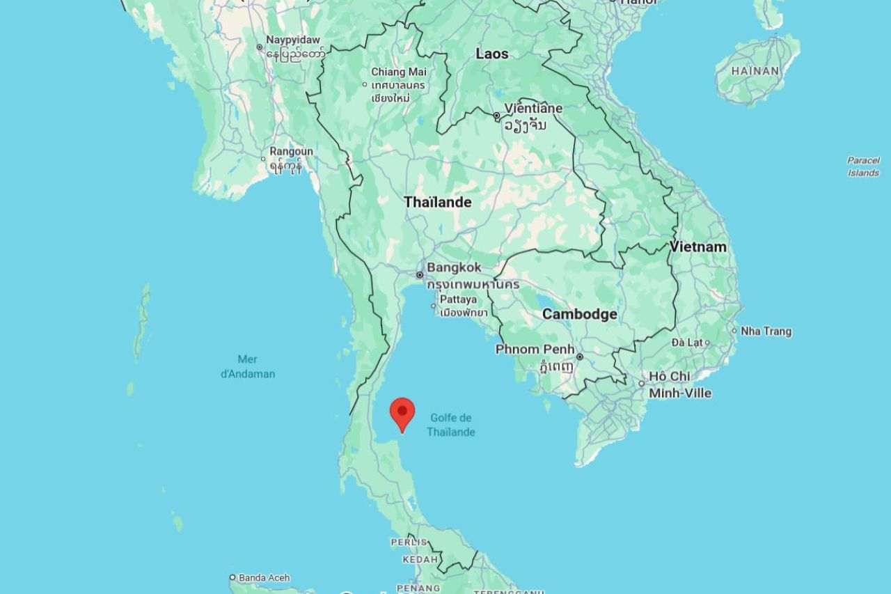 Position de l'île de Koh Samui sur une carte de Thaïlande
