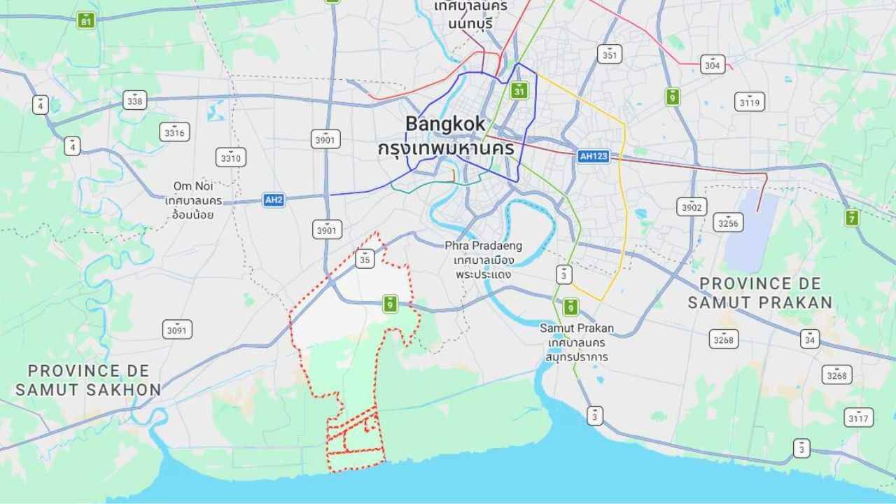 Situation du district de Bang Khun Thian sur une carte de Bangkok