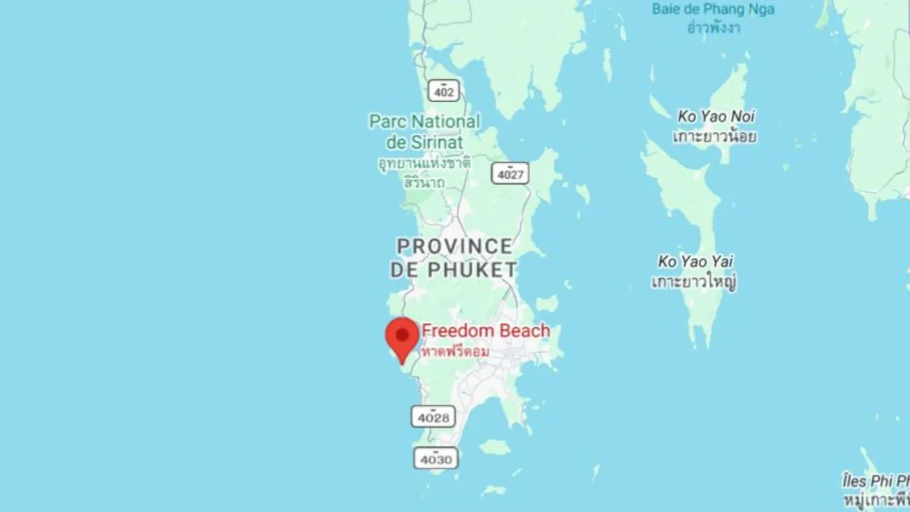 Position de Freedom Beach sur une carte de Phuket