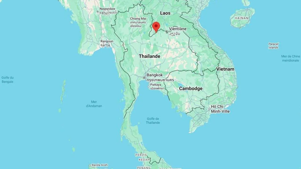 Situation de Chiang Khan dans la province de Loei sur une carte de Thaïlande