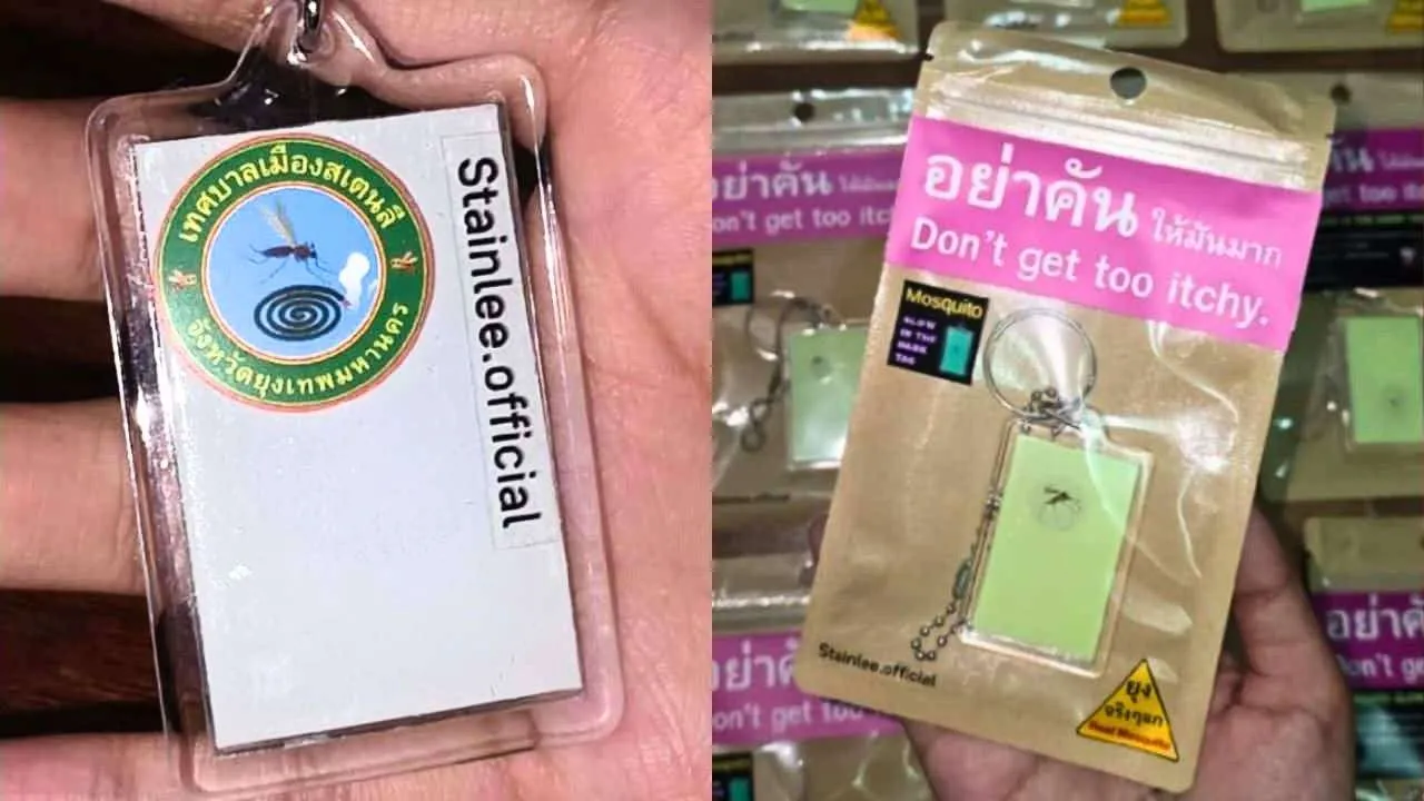 Porte-clé avec moustique mort vendu par une créatrice thaïlandaise sur TikTok