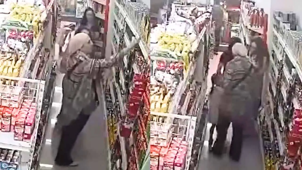 Images de vidéosurveillance montrant une famille étrangère dans une supérette de Patong à Phuket, où des enfants auraient été utilisés pour dissimuler des articles volés