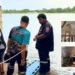 Secouristes intervenant au bord d'un lac à Samut Prakan après la noyade d'un Américain, avec des vues de la villa de luxe qu'il a vandalisée