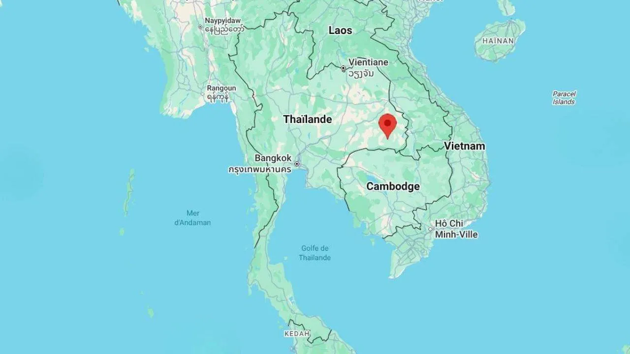 Situation de Non Khun dans la province de Sisaket sur une carte de Thaïlande