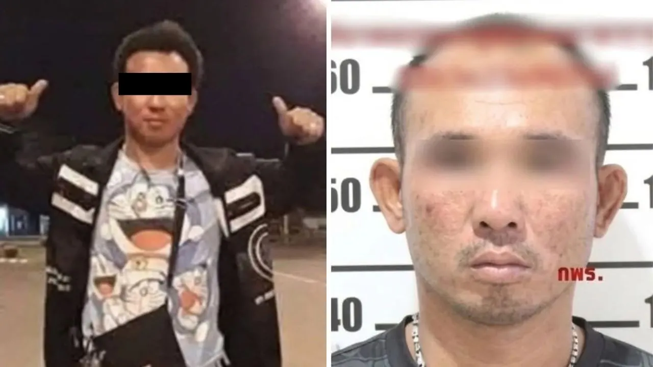 Portraits de Thana, surnommé « Pong », recherché par la police de Huai Yai dans le cadre de l'enquête sur la disparition de deux jeunes Russes près de Pattaya