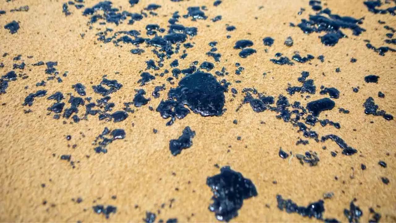 Substance noire ressemblant à du pétrole échouée sur le sable à Jomtien